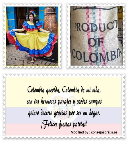 Saludos de fiestas patrias Colombianas para dedicar a familiares